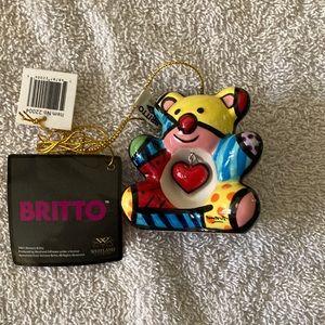 Britto Bear ornament with dangling heart.
